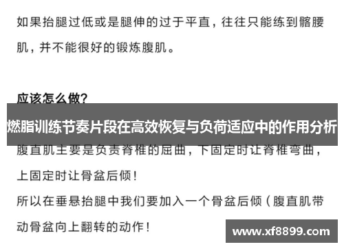 燃脂训练节奏片段在高效恢复与负荷适应中的作用分析
